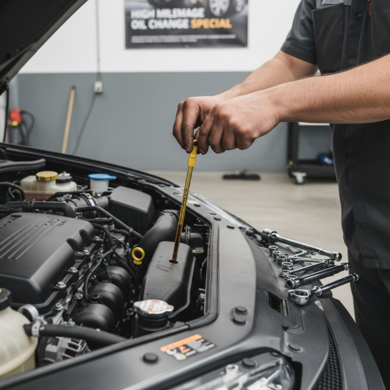 high mileage oil change service